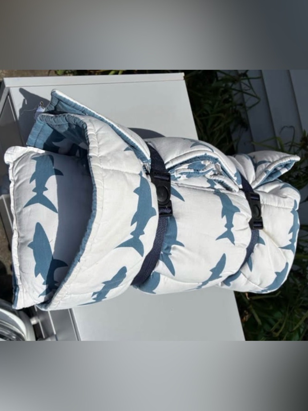 Kids Shark-Print Preschool Nap Mat - Blue & White